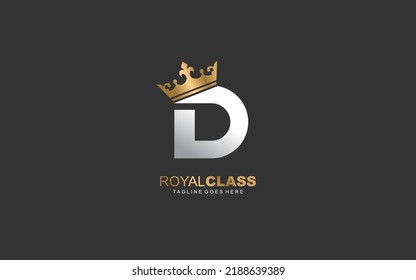 D logo king and crown. letter template vector illustration for your brand.