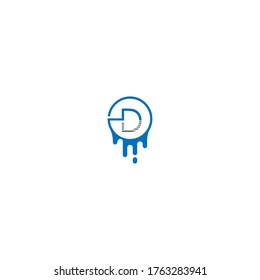 Diseño de letras del logotipo D en color negro y azul
