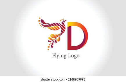D Logo Letter with Flying Bird