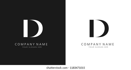 d logo letter modern design black and white