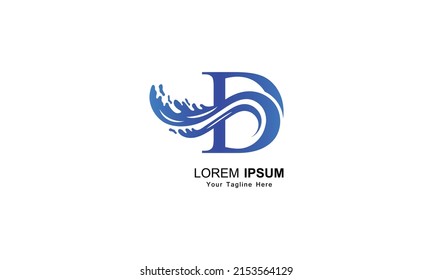 D logo, Letter D logo with wave design vector