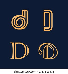 D Logo Mark Logo Letter, set of initial D logo vintage