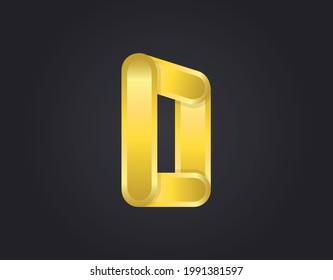 Logo D, diseño dorado moderno y elegante. Ilustración del vector