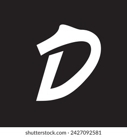 D logo on a black background