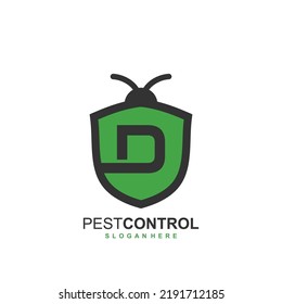 D logo with pest control shield concept