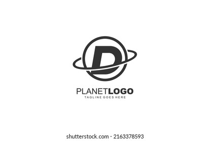 Planeta del logo D para identidad. ilustración de vector de plantilla mundial para su marca.