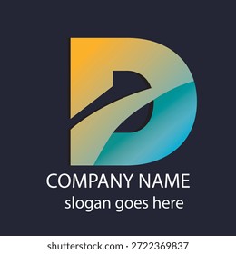 Logotipo D, en forma de letra D, con colores abstractos y elegantes.