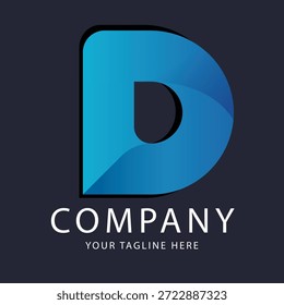 Logotipo D, en forma de letra D, con colores abstractos y elegantes