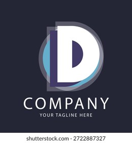 Logotipo D, en forma de letra D, con colores abstractos y elegantes