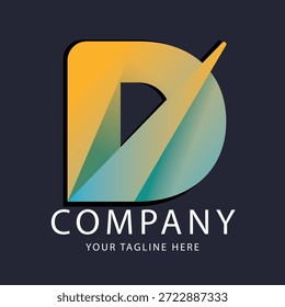 Logotipo D, en forma de letra D, con colores abstractos y elegantes