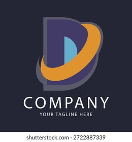 Logotipo D, en forma de letra D, con colores abstractos y elegantes