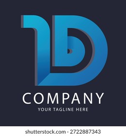 Logotipo D, en forma de letra D, con colores abstractos y elegantes