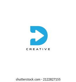 D logo. technology logo simple and modern