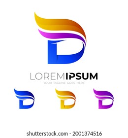 Plantilla de logotipo D, 3d colorido