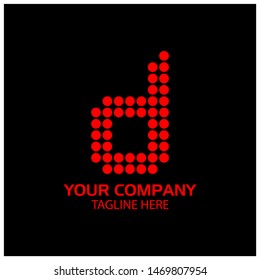 D logo template, D letter, Red logo design. vector