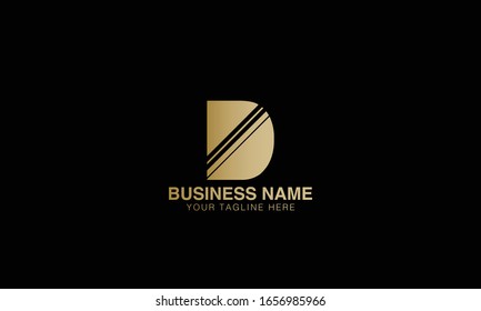 D d logo  Unique Minimal Style golden and black gold  colour initial  logo vector design