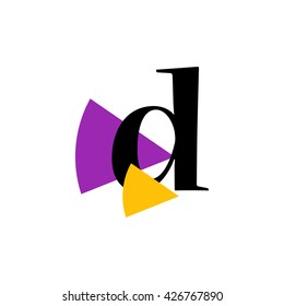 D Logo.. Vector Graphic Business Branding Letter Element Illustration with Colorful Triangles. White Background