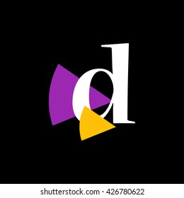 D Logo.. Vector Graphic Business Branding Letter Element Illustration with Colorful Triangles. Dark Background