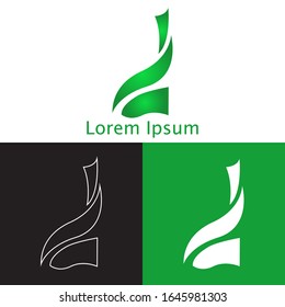 D lower case letter green gradient logo design in three preview color background