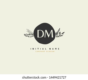 D M DM Beauty vector initial logo, handwriting logo of initial signature, wedding, fashion, jewerly, boutique, floral and botanical with creative template for any company or business.