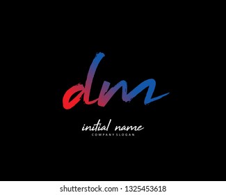 D M DM Initial brush logo template vector