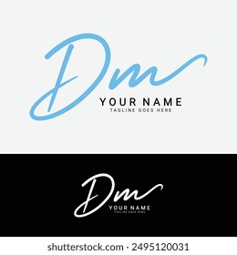 D, M, DM Initial letter logo. Alphabet DM Handwritten Signature logo