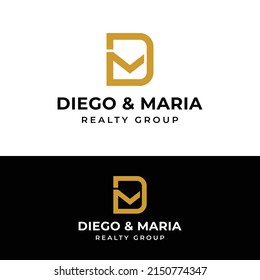 D M DM MD Letter Monogram Initial Logo Design Template. Geeignet für General Fashion Juwelry Realtor Construction Finance Company Business Corporate Shop Bekleidung in Simple Modern Style Logo Design.