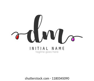 D M Initial handwriting logo vector template