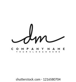 D M Initial handwriting logo vector