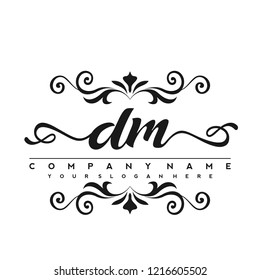 D M Initial handwriting logo vector