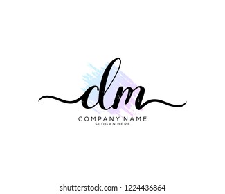 D M Initial handwriting logo vector