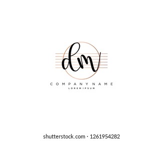 D M initial handwriting logo vector