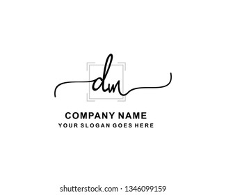 D M Initial Handwriting Logo Template