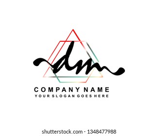 D M Initial Handwriting Logo Template