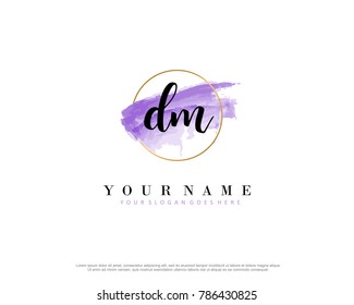 D M Initial water color logo template vector