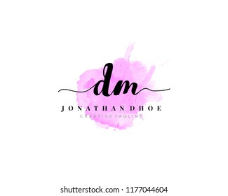 D M Initial watercolor logo on white background. Logo template vector