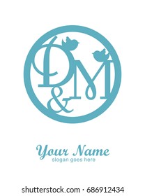 D M initial wedding decorative logo template