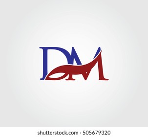 D and M Swoosh Initial Logo Vector