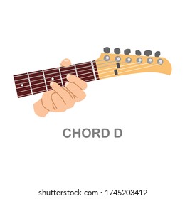 D major chord guitar for beginners vector. Chord major guitar. Vector flat illustration