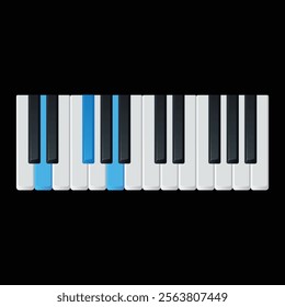 D major piano chord flat vector illustration isolated on white background