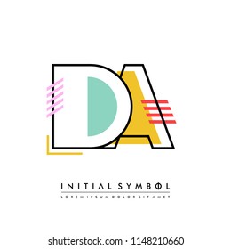 D A Memphis letter style, initial logo template vector full color.