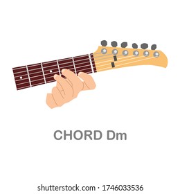 D Minor chord guitar for beginners vector. Chord minor guitar. Vector flat illustration