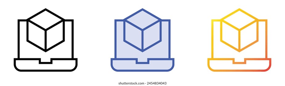d icono de modelado. Diseño de estilo de relleno lineal, azul y degradado aislado sobre fondo blanco