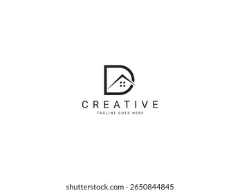 D Diseño moderno del logotipo de la letra