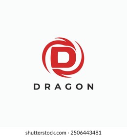 D monogram with abstract circle vortex logo, icon, sign, symbol design template