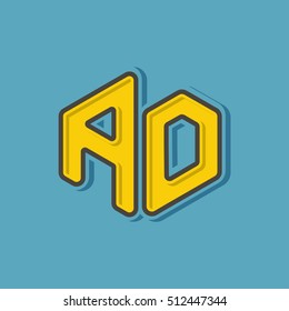 A D  monogram lettering with 3d style for Corporate business identity design, printing, publication, T-shirt design. vector illustration