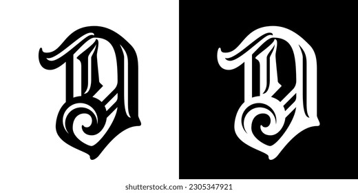 D monogram logo design in blackletter concept in vector file