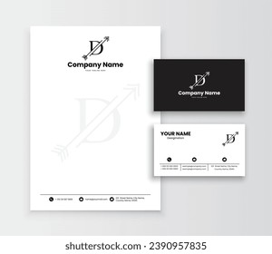 D monogram logo, Letterhead, Business Card, eps