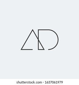 A & D Monogram Logo In Monoline Style.