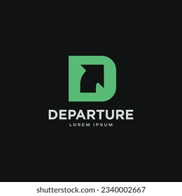 D monogram with negative space arrow minimal logo design vector illustration. Isolated object on background